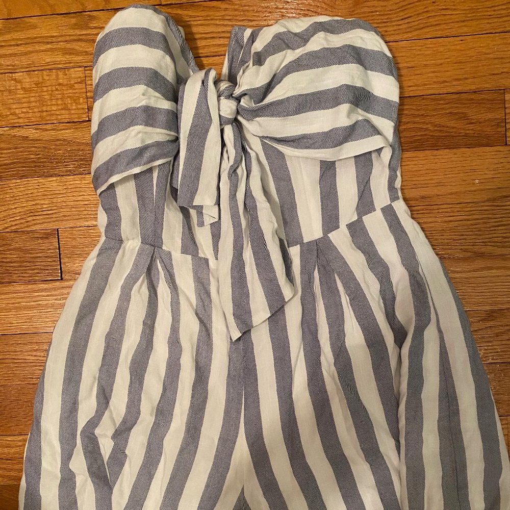 BLUE AND WHITE STRIPED ROMPER